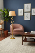Gold iron floor lamp with beige shade